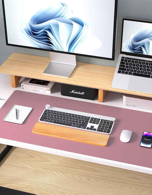 Load image into Gallery viewer, Leather Desk Pad Protector,Mouse Pad,Office Desk Mat,Non-Slip PU Leather Desk Blotter,Laptop Desk Pad,Waterproof Desk Writing Pad for Office and Home (Dark Pink,23.6" X 13.7")
