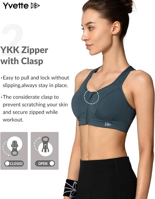 Load image into Gallery viewer, Zip Front Sports Bra - High Impact Sports Bras for Women plus Size Workout Fitness Running
