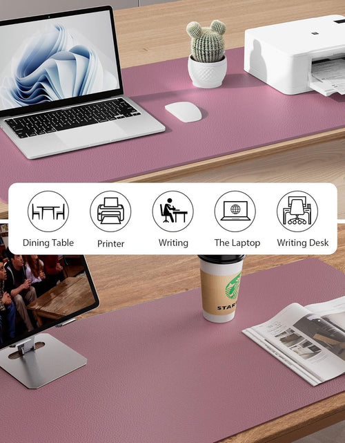 Load image into Gallery viewer, Leather Desk Pad Protector,Mouse Pad,Office Desk Mat,Non-Slip PU Leather Desk Blotter,Laptop Desk Pad,Waterproof Desk Writing Pad for Office and Home (Dark Pink,23.6" X 13.7")
