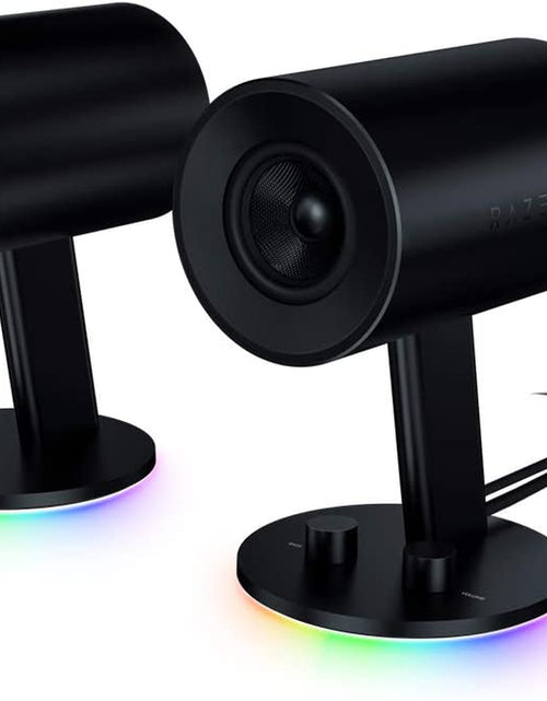 Load image into Gallery viewer, Nommo Chroma: Custom Woven 3" Glass Fiber Drivers - Rear-Facing Bass Ports - Bass Knob W/Automatic Gain Control Chroma Enabled - Full Range 2.0 PC Gaming Speakers, Black

