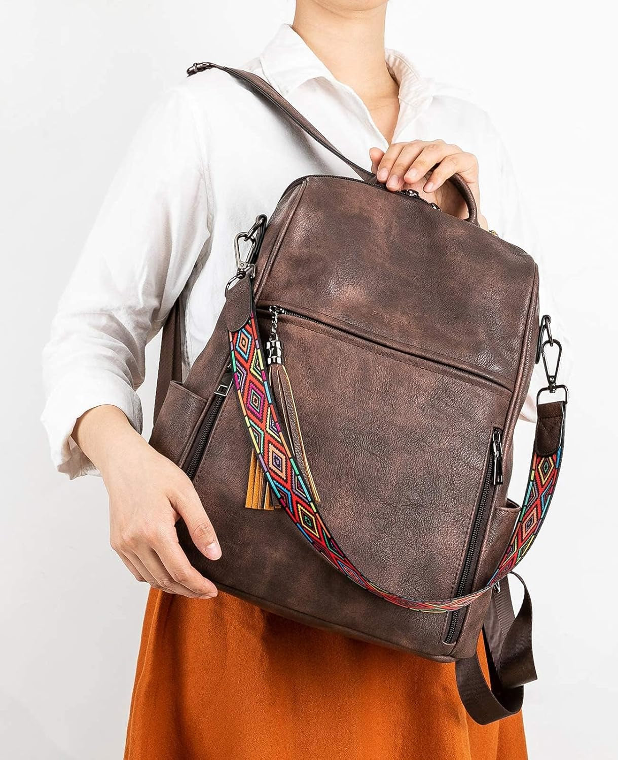 Leather Backpack Purse for Women Designer Ladies Shoulder Book Bag Fashion Convertible Travel Backpack Purses