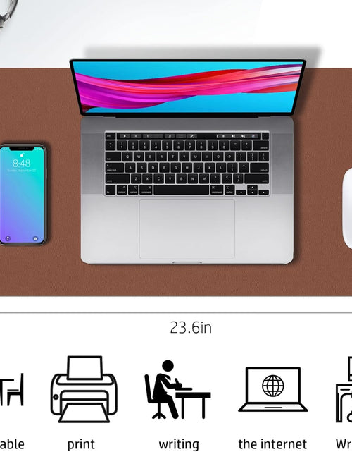 Load image into Gallery viewer, Desk Mat Large Protector Pad - Multifunctional Dual-Sided Office Desk Pad,Smooth Surface Soft Mouse Pad, Waterproof Desk Mat for Desktop, Pu Leather Desk Cover for Office/Home(Brown, 23.6" X 13.7")
