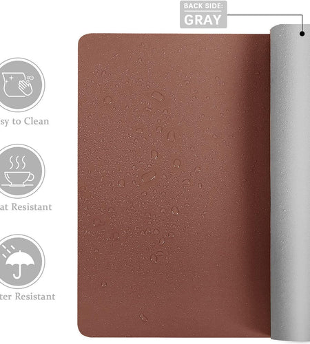 Desk Mat Large Protector Pad - Multifunctional Dual-Sided Office Desk Pad,Smooth Surface Soft Mouse Pad, Waterproof Desk Mat for Desktop, Pu Leather Desk Cover for Office/Home(Brown, 23.6" X 13.7")