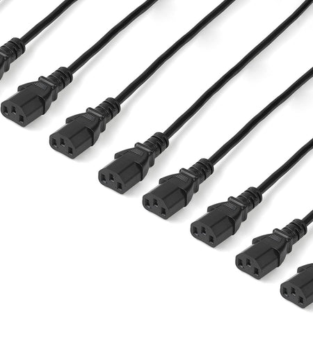 10Ft (3M) Computer Power Cord, NEMA 5-15P to C13, 10A 125V, 18AWG, 10 Pack, Black Replacement AC Power Cord, Printer Power Cord, Monitor/Pc Power Supply Cable - UL Listed (PXT1011010PK)