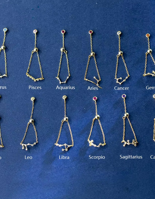 Load image into Gallery viewer, 925 Sterling Silver Unique 12 Constellation Chain Link Adjustable Rings for Women Couple Zodiac Jewelry Celestial Gift
