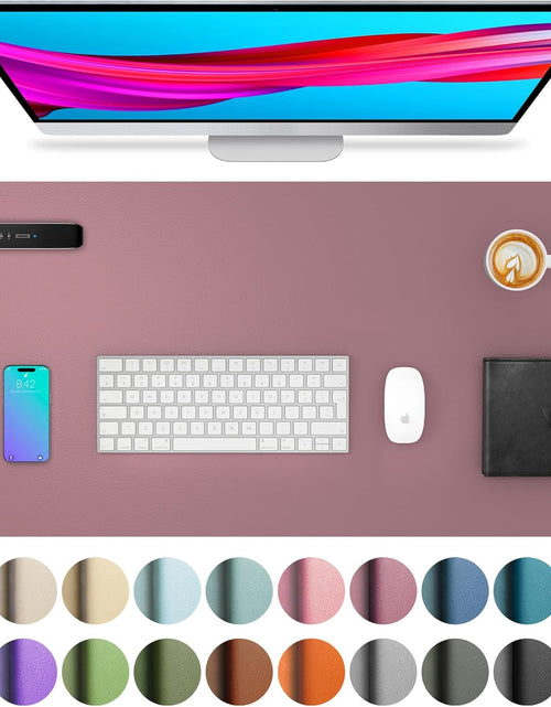 Load image into Gallery viewer, Leather Desk Pad Protector,Mouse Pad,Office Desk Mat,Non-Slip PU Leather Desk Blotter,Laptop Desk Pad,Waterproof Desk Writing Pad for Office and Home (Dark Pink,23.6" X 13.7")

