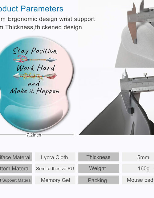 Load image into Gallery viewer, Ergonomic Mouse Pad with Gel Wrist Rest Support, Stay Positive Work Hard and Make It Happen Arrow Print Inspirational Quote Cute Mouse Pad, Pain Relief Wrist Rest Pad with Non-Slip PU Base
