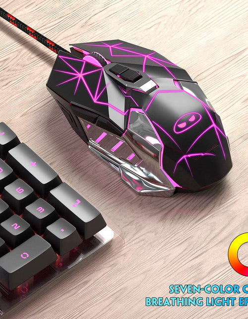 Load image into Gallery viewer, G10 Gaming Mouse Wired, 7 Colors Breathing LED Backlit Gaming Mouse, 6 Adjustable Speeds, Ergonomic Optical Computer Mouse with 7 Buttons for Windows PC Gamers
