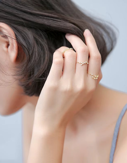Load image into Gallery viewer, 925 Sterling Silver Unique 12 Constellation Chain Link Adjustable Rings for Women Couple Zodiac Jewelry Celestial Gift
