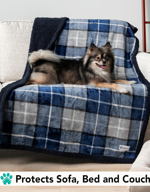 Load image into Gallery viewer, Dog Blanket for Medium Large Dogs, Pet Bed Blanket Cat Puppy Kitten, Fleece Furniture Couch Cover Protector Sofa Car, Soft Sherpa Dog Throw Plush Reversible Washable, 40X60 Plaid Navy Blue
