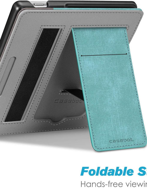 Load image into Gallery viewer, Stand Case for All-New Kindle Oasis (10Th Generation, 2019 Release and 9Th Generation, 2017 Release) - Premium PU Leather Sleeve Cover with Card Slot and Hand Strap, Turquoise/Brown
