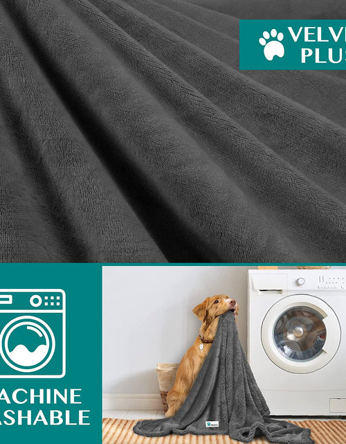 Load image into Gallery viewer, Dog Blanket for Bed, XL Pet Blanket Large Dogs, Fleece Furniture Couch Cover Protector Sofa Car Crate Kennel, Soft Sherpa Cat Throw Plush Reversible Washable, Twin 60X80 Solid Dark Gray
