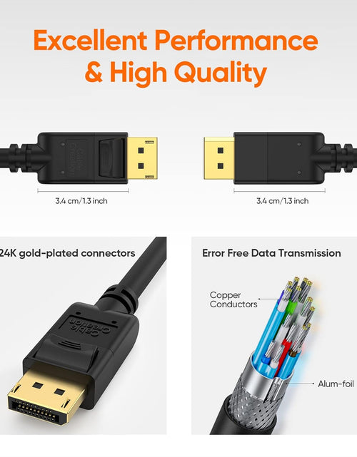 Load image into Gallery viewer, Displayport Cable [10Ft/3M], 4K DP Cable 1.2 Male to Male Support 4K@60Hz, 2K@144Hz Compatible with Computer, Desktop, Laptop, PC, Monitor, Projector,2Pack/Black
