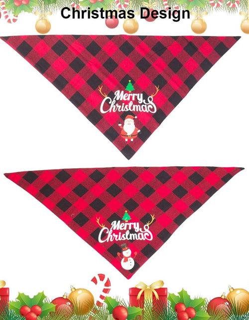 Load image into Gallery viewer, 2 Pack Dog Bandana Christmas Classic Plaid Pet Scarf Triangle Bibs Kerchief Merry Christmas Santa Snowman Print Pet Bandana for Small Medium Large Dogs Cats Pets (Red &amp; Red)
