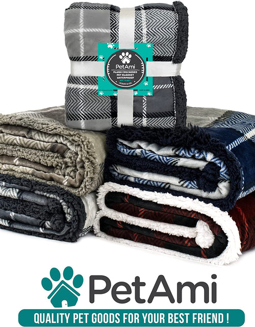 Load image into Gallery viewer, Dog Blanket for Medium Large Dogs, Pet Bed Blanket Cat Puppy Kitten, Fleece Furniture Couch Cover Protector Sofa Car, Soft Sherpa Dog Throw Plush Reversible Washable, 40X60 Plaid Navy Blue
