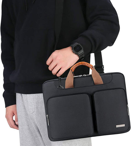 360° Protective Laptop Shoulder Bag, 15-15.6 Inch Laptop Sleeve Case for Acer HP Lenovo Dell ASUS Laptop, Acer Aspire, HP Pavilion, Dell Inspiron, Lenovo Ideapad,Asus Zenbook Computer Bag, Black