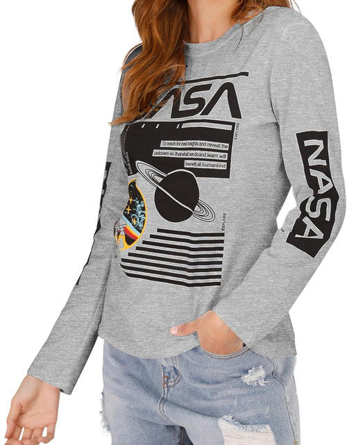 Load image into Gallery viewer, Women Long Sleeve Crew Neck NASA Letter Print NASA Shirt Blouse Sweatshirt
