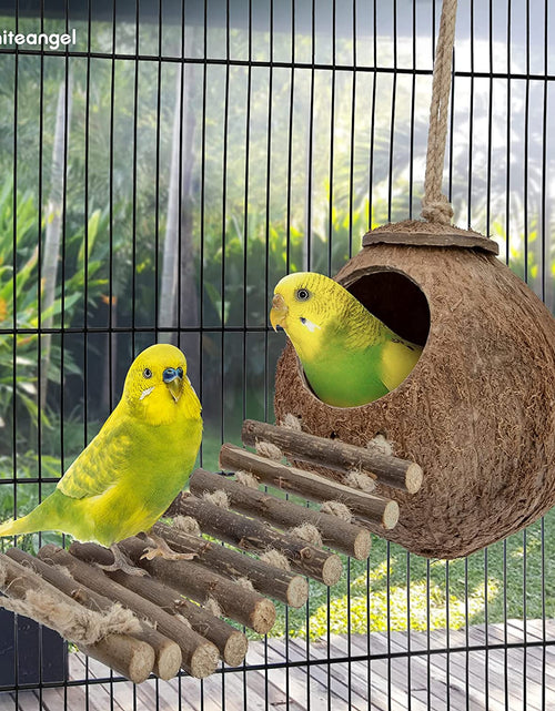 Load image into Gallery viewer, 100% Natural Coconut Hideaway with Ladder, Bird and Small Animal Toy
