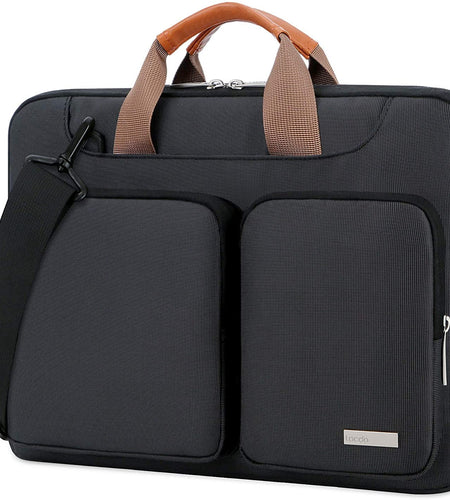 360° Protective Laptop Shoulder Bag, 15-15.6 Inch Laptop Sleeve Case for Acer HP Lenovo Dell ASUS Laptop, Acer Aspire, HP Pavilion, Dell Inspiron, Lenovo Ideapad,Asus Zenbook Computer Bag, Black