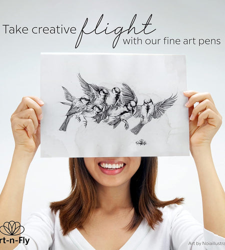 Black Fine Point Pens (Set of 6) | Drawing Fineliner Ink Pens with Japanese Archival Ink | Black Pens with Various Size Tip | No Bleed & Quick-Dry Fine Point Pen for Drawing & Sketching