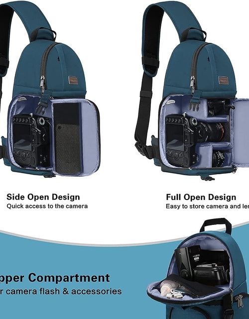 Load image into Gallery viewer, Camera Sling Bag, Dslr/Slr/Mirrorless Camera Case Shockproof Photography Camera Backpack with Tripod Holder &amp; Removable Modular Inserts Compatible with Canon/Nikon/Sony/Fuji, Deep Teal
