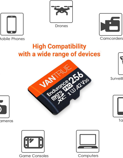 Load image into Gallery viewer, 256GB Microsdxc UHS-I U3 4K UHD Video High Speed Transfer Monitoring SD Card with Adapter for Dash Cams, Body Cams, Action Camera, Surveillance &amp; Security Cams
