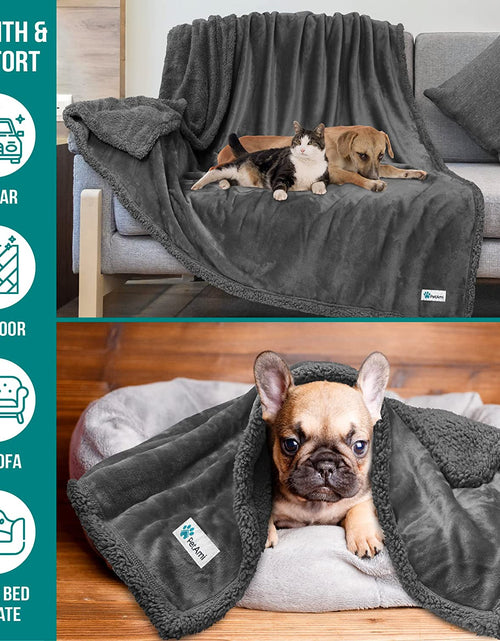 Load image into Gallery viewer, Dog Blanket for Small Medium Dogs, Pet Bed Blanket Cat Puppy Kitten, Fleece Furniture Couch Cover Protector Sofa Car, Soft Sherpa Dog Throw Plush Reversible Washable, Mini 29X40 Solid Dark Gray
