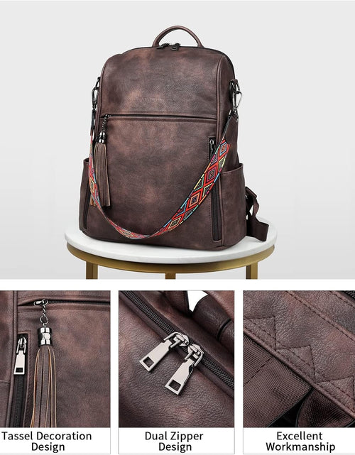 Load image into Gallery viewer, Leather Backpack Purse for Women Designer Ladies Shoulder Book Bag Fashion Convertible Travel Backpack Purses
