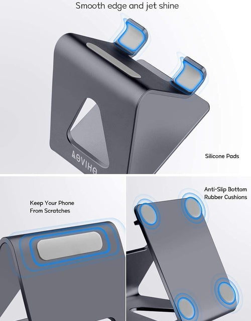 Load image into Gallery viewer, Cell Phone Stand Desk Phone Holder - Aluminum Mobile Phone Cradle Dock for Iphone 15 14 13 12 Pro 11 X Xs Max 8 7 6 6S plus SE 5 Samsung All Smart Phones, Dark Gray
