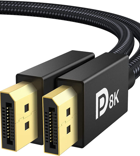 8K VESA Certified Displayport Cable 1.4,  DP Cable 6.6Ft (8K@60Hz, 4K@144Hz, 2K@240Hz)Hbr3 Support 32.4Gbps, HDR, HDCP 2.2, Freesync G-Sync, Braided Display Port for Gaming Monitor, Graphics, PC