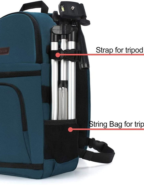 Load image into Gallery viewer, Camera Sling Bag, Dslr/Slr/Mirrorless Camera Case Shockproof Photography Camera Backpack with Tripod Holder &amp; Removable Modular Inserts Compatible with Canon/Nikon/Sony/Fuji, Deep Teal
