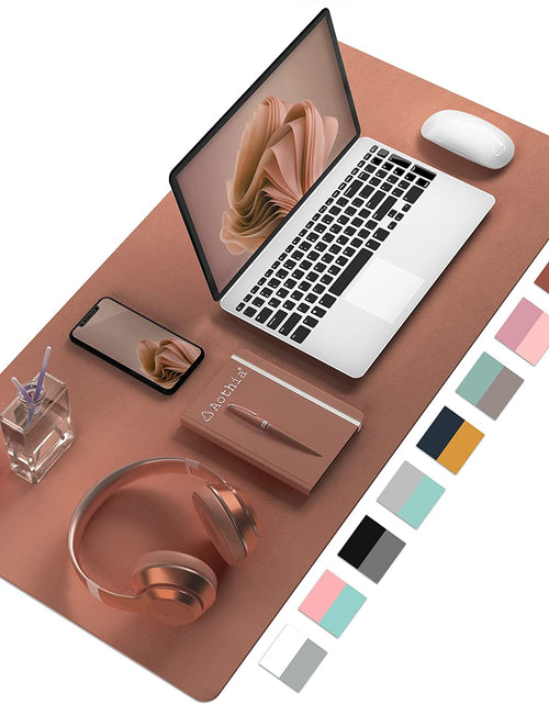Load image into Gallery viewer, Desk Mat Large Protector Pad - Multifunctional Dual-Sided Office Desk Pad,Smooth Surface Soft Mouse Pad, Waterproof Desk Mat for Desktop, Pu Leather Desk Cover for Office/Home(Brown, 23.6" X 13.7")
