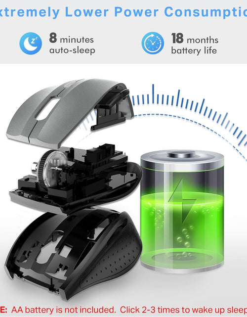 Load image into Gallery viewer, Wireless Mouse, Computer Mouse 18 Months Battery Life Cordless Mouse, 5 Level 4800 DPI, 6 Button Ergo Wireless Mice, 2.4G Portable USB Wireless Mouse for Laptop, Mac, Chromebook, PC, Windows
