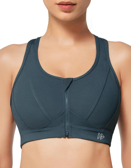 Load image into Gallery viewer, Zip Front Sports Bra - High Impact Sports Bras for Women plus Size Workout Fitness Running
