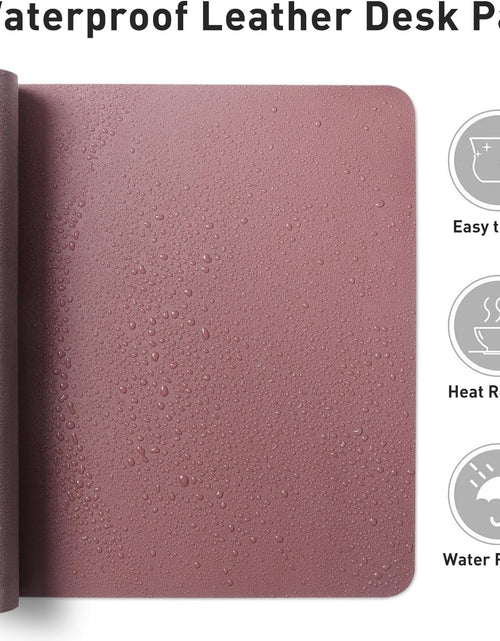 Load image into Gallery viewer, Leather Desk Pad Protector,Mouse Pad,Office Desk Mat,Non-Slip PU Leather Desk Blotter,Laptop Desk Pad,Waterproof Desk Writing Pad for Office and Home (Dark Pink,23.6" X 13.7")
