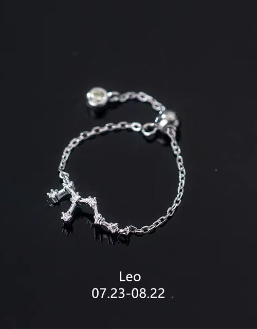 Load image into Gallery viewer, 925 Sterling Silver Unique 12 Constellation Chain Link Adjustable Rings for Women Couple Zodiac Jewelry Celestial Gift
