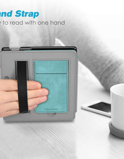Load image into Gallery viewer, Stand Case for All-New Kindle Oasis (10Th Generation, 2019 Release and 9Th Generation, 2017 Release) - Premium PU Leather Sleeve Cover with Card Slot and Hand Strap, Turquoise/Brown
