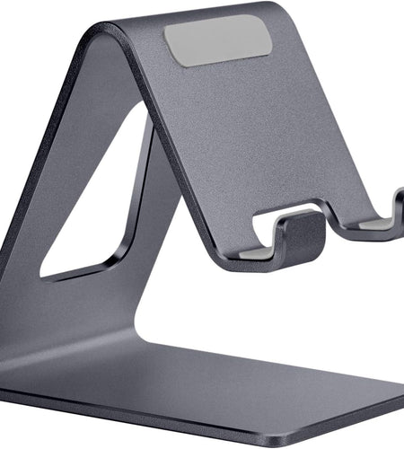 Cell Phone Stand Desk Phone Holder - Aluminum Mobile Phone Cradle Dock for Iphone 15 14 13 12 Pro 11 X Xs Max 8 7 6 6S plus SE 5 Samsung All Smart Phones, Dark Gray