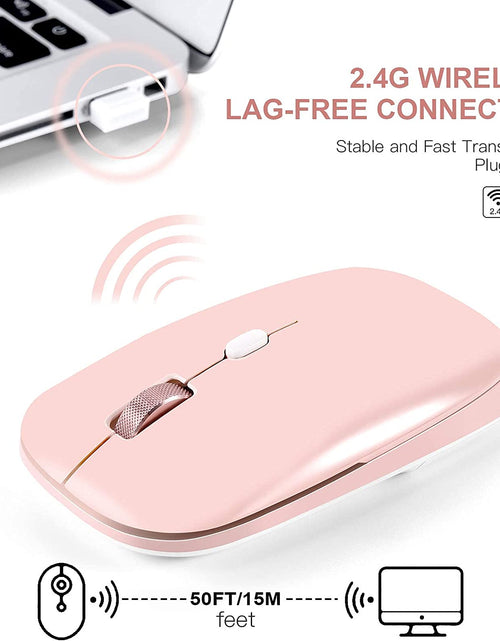 Load image into Gallery viewer, Wireless Flat Mouse, 2.4G Optical Mouse, Computer Mouse for Laptop, PC, Computer, Chromebook, Notebook, Especially Designed for Computer Bags (Pink)
