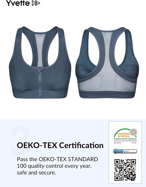 Load image into Gallery viewer, Zip Front Sports Bra - High Impact Sports Bras for Women plus Size Workout Fitness Running
