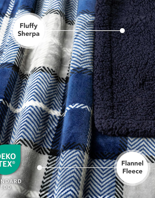 Load image into Gallery viewer, Dog Blanket for Medium Large Dogs, Pet Bed Blanket Cat Puppy Kitten, Fleece Furniture Couch Cover Protector Sofa Car, Soft Sherpa Dog Throw Plush Reversible Washable, 40X60 Plaid Navy Blue
