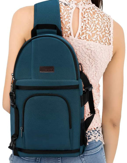 Load image into Gallery viewer, Camera Sling Bag, Dslr/Slr/Mirrorless Camera Case Shockproof Photography Camera Backpack with Tripod Holder &amp; Removable Modular Inserts Compatible with Canon/Nikon/Sony/Fuji, Deep Teal
