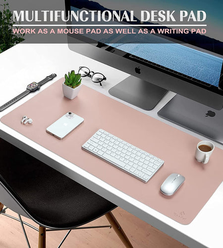 Desk Mat, Mouse Pad, Desk Pad, Waterproof Desk Mat for Desktop, Leather Desk Pad for Keyboard and Mouse, Desk Pad Protector for Office and Home (Pink, 31.5" X 15.7")