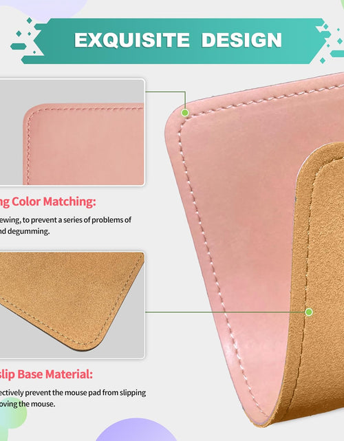 Load image into Gallery viewer, PU Leather Mouse Pad with Stitched Edge Micro-Fiber Base with Non-Slip, Waterproof, Mouse Pad for Computers, Laptop, Office &amp; Home,1 Pack, 8Inch11Inch (Light Pink)
