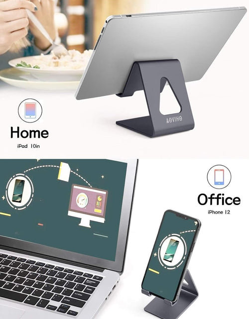 Load image into Gallery viewer, Cell Phone Stand Desk Phone Holder - Aluminum Mobile Phone Cradle Dock for Iphone 15 14 13 12 Pro 11 X Xs Max 8 7 6 6S plus SE 5 Samsung All Smart Phones, Dark Gray
