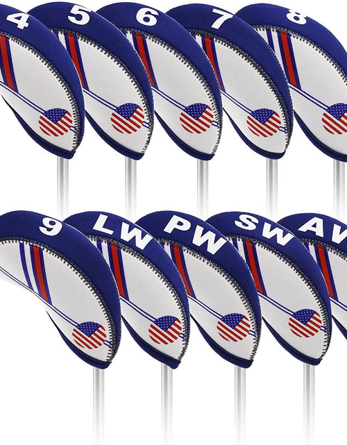 Load image into Gallery viewer, Golf Iron Head Covers 10Pcs Neoprene USA Flag Golf Club Protector Multi Color Golf Club Protector (Blue)
