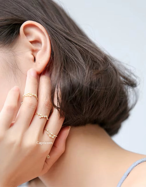 Load image into Gallery viewer, 925 Sterling Silver Unique 12 Constellation Chain Link Adjustable Rings for Women Couple Zodiac Jewelry Celestial Gift
