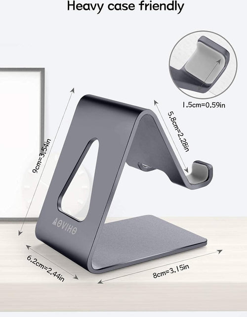 Load image into Gallery viewer, Cell Phone Stand Desk Phone Holder - Aluminum Mobile Phone Cradle Dock for Iphone 15 14 13 12 Pro 11 X Xs Max 8 7 6 6S plus SE 5 Samsung All Smart Phones, Dark Gray
