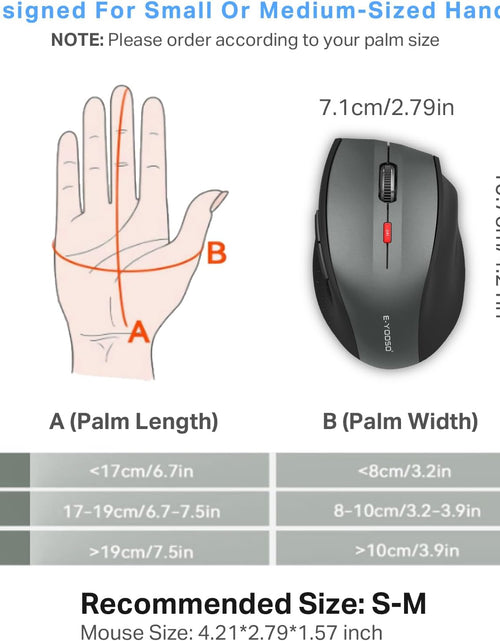 Load image into Gallery viewer, Wireless Mouse, Computer Mouse 18 Months Battery Life Cordless Mouse, 5 Level 4800 DPI, 6 Button Ergo Wireless Mice, 2.4G Portable USB Wireless Mouse for Laptop, Mac, Chromebook, PC, Windows
