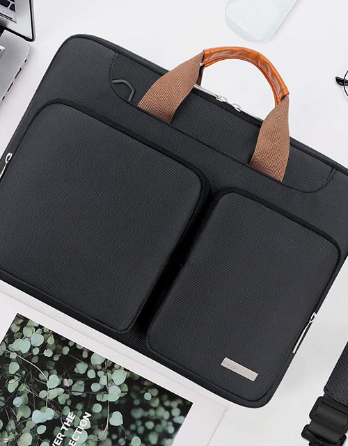 Load image into Gallery viewer, 360° Protective Laptop Shoulder Bag, 15-15.6 Inch Laptop Sleeve Case for Acer HP Lenovo Dell ASUS Laptop, Acer Aspire, HP Pavilion, Dell Inspiron, Lenovo Ideapad,Asus Zenbook Computer Bag, Black
